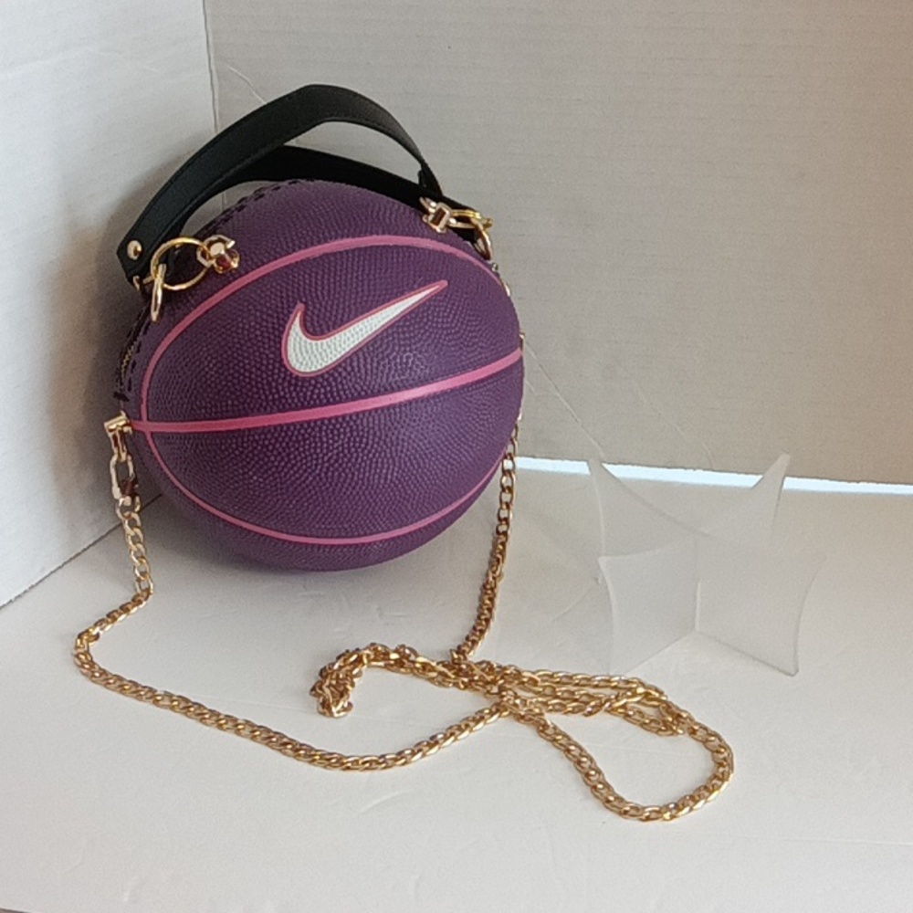 NWT NEW LIMITED EDITION HANDMADE NIKE SKILLS PURPLE/PINK π©·π BASKETBALL PURSEπ - Picture 9 of 16